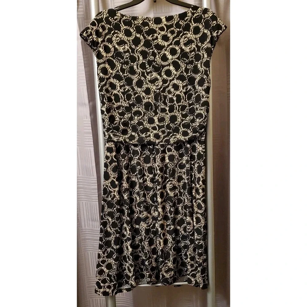 CHAPS Ralph Lauren Women's‎ Jersey Dress Geometric Black Ivory Stretch Size XL